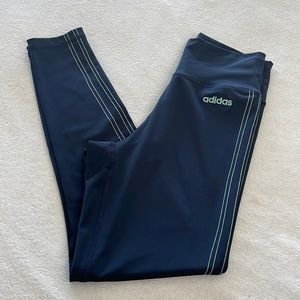 Adidas Parley Leggings navy blue with Teal stripes size small